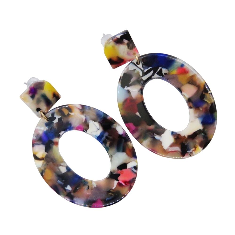 Urban Outfitters Speckled Multi-Color Marbled Oval Drop Earrings